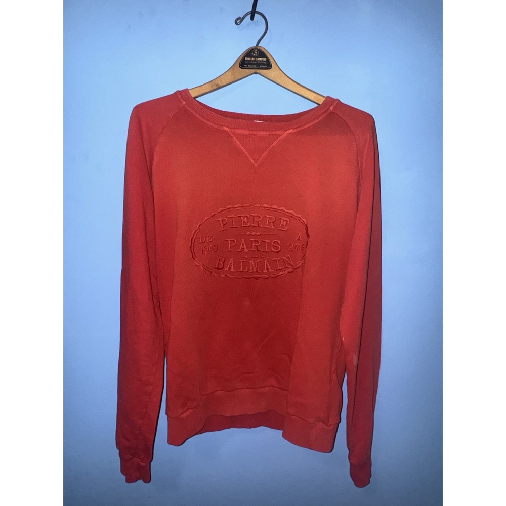 Pierre Balmain Paris Mens Red Vintage Faded Logo Sweater IT 46 M HP66250SZ6267